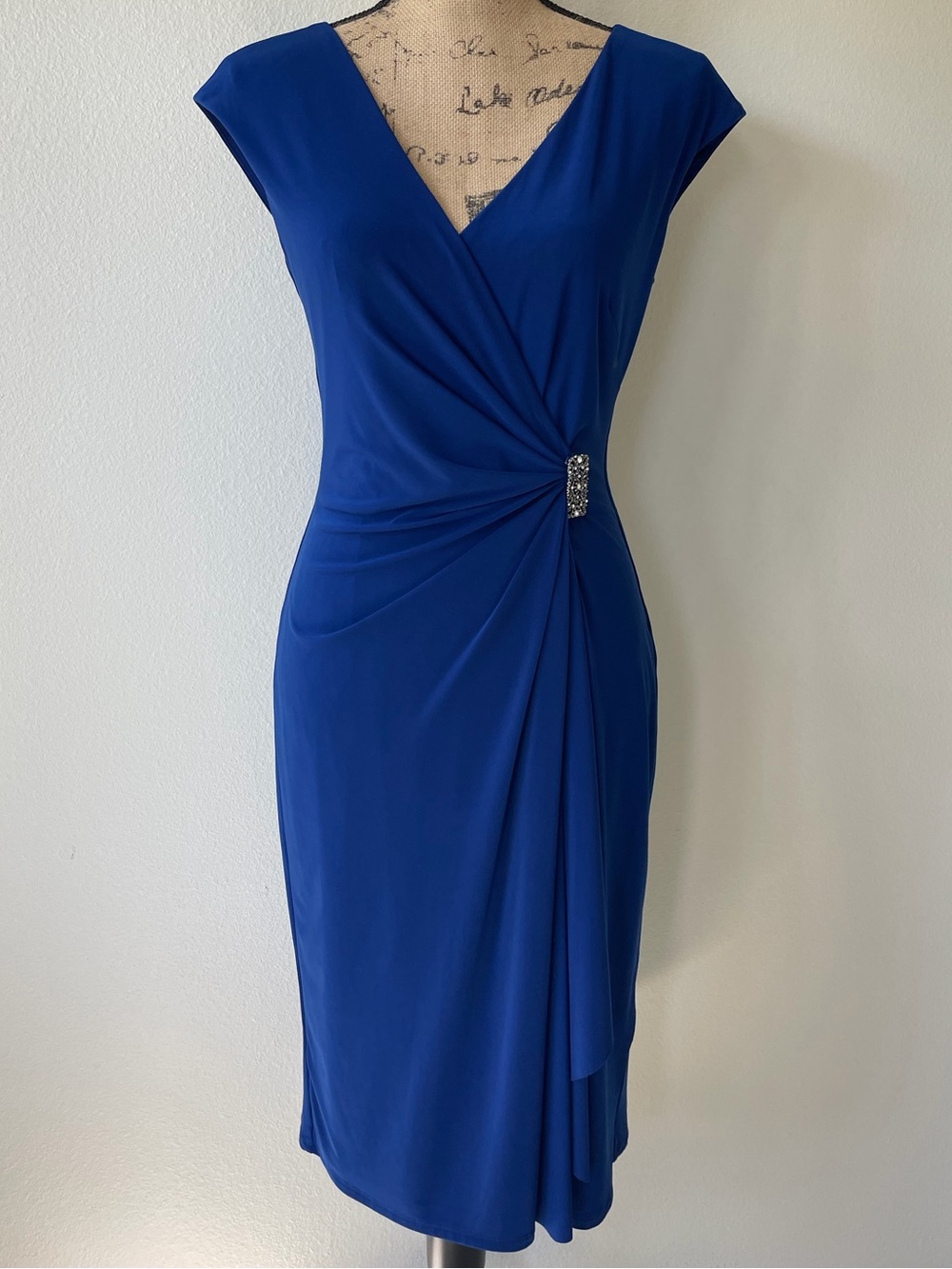 American Living Royal Blue Sheath Dress with Side Gather